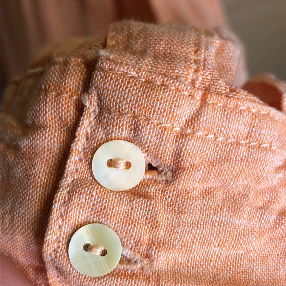 Sigrid Olsen Orange Button-Up Long Sleeve 100% Linen Shirt size Medium - Picture 6 of 11
